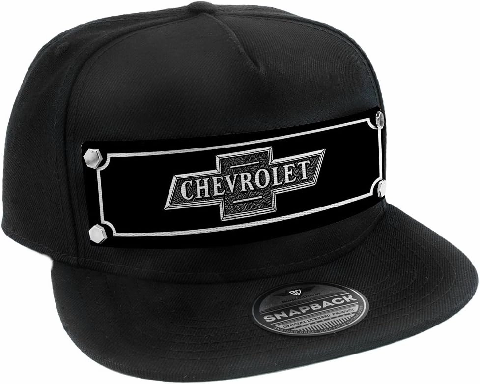 Buckle-Down Snapback Hat-Chevrolet Bowtie Emblem Black/White