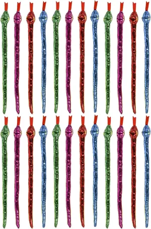 BULK - Set of 24 Plush Snake 15" with Shiny Foil Metallic Look - Stuffed Sensory Fidget Toy - Cheap Carnival Prize Party Favors - Adorable Plushie Prize Party Favor-Soft Reptile Stuffie (2 DOZEN)