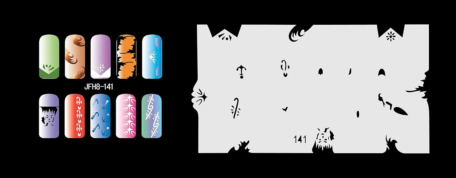 Buyter Manicure Stencils Tools DIY Design Airbrushing 20 Pieces Reusable Template Sheet for Airbrush Kit Nail Art Paint Set (Set 8(141-160))