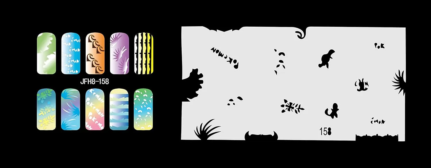 Buyter Manicure Stencils Tools DIY Design Airbrushing 20 Pieces Reusable Template Sheet for Airbrush Kit Nail Art Paint Set (Set 8(141-160))