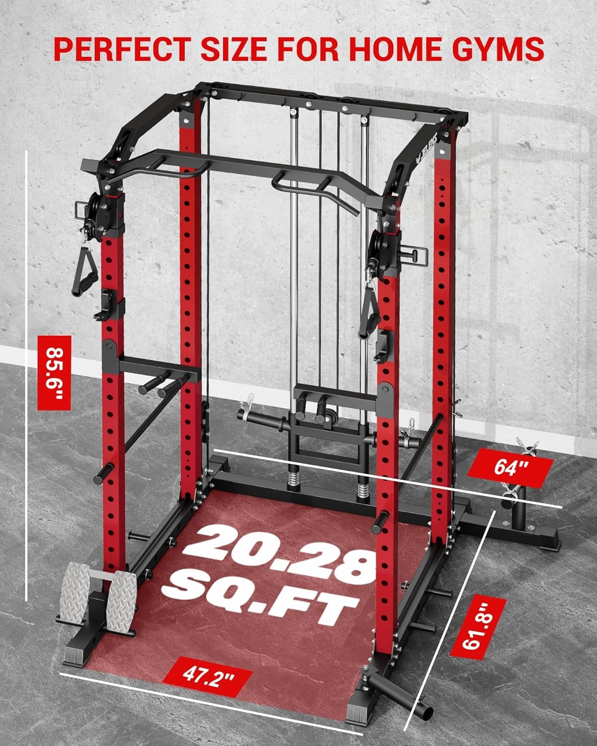 C11 Multi-Function Power Rack, 2000 lbs Power Cage with Adjustable Cable Crossover System and More Training Attachment, All-in-One Squat Rack with Dual Pulley System, Weight Cage for Home