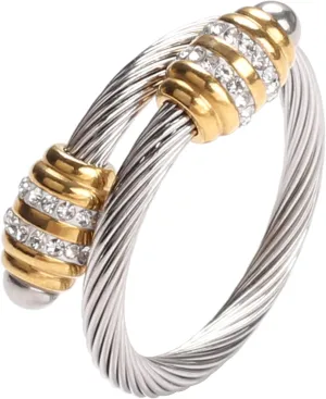 Cable Rings Vintage Twisted Open Ring for Women Adjustable Designer Fashion Brand Stainless Steel Jewelry with Gift Box