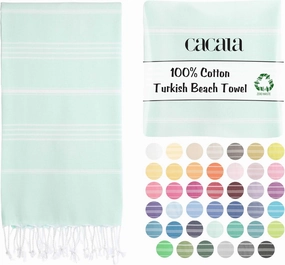 Cacala Lightweight and Thin Turkish Beach Towel 100% Cotton Sand-Free and Quick-Drying Goodness Perfect as an Extra Large Travel Towel, Beach Accessory, or Gift for Beach Lovers, 37 x 70