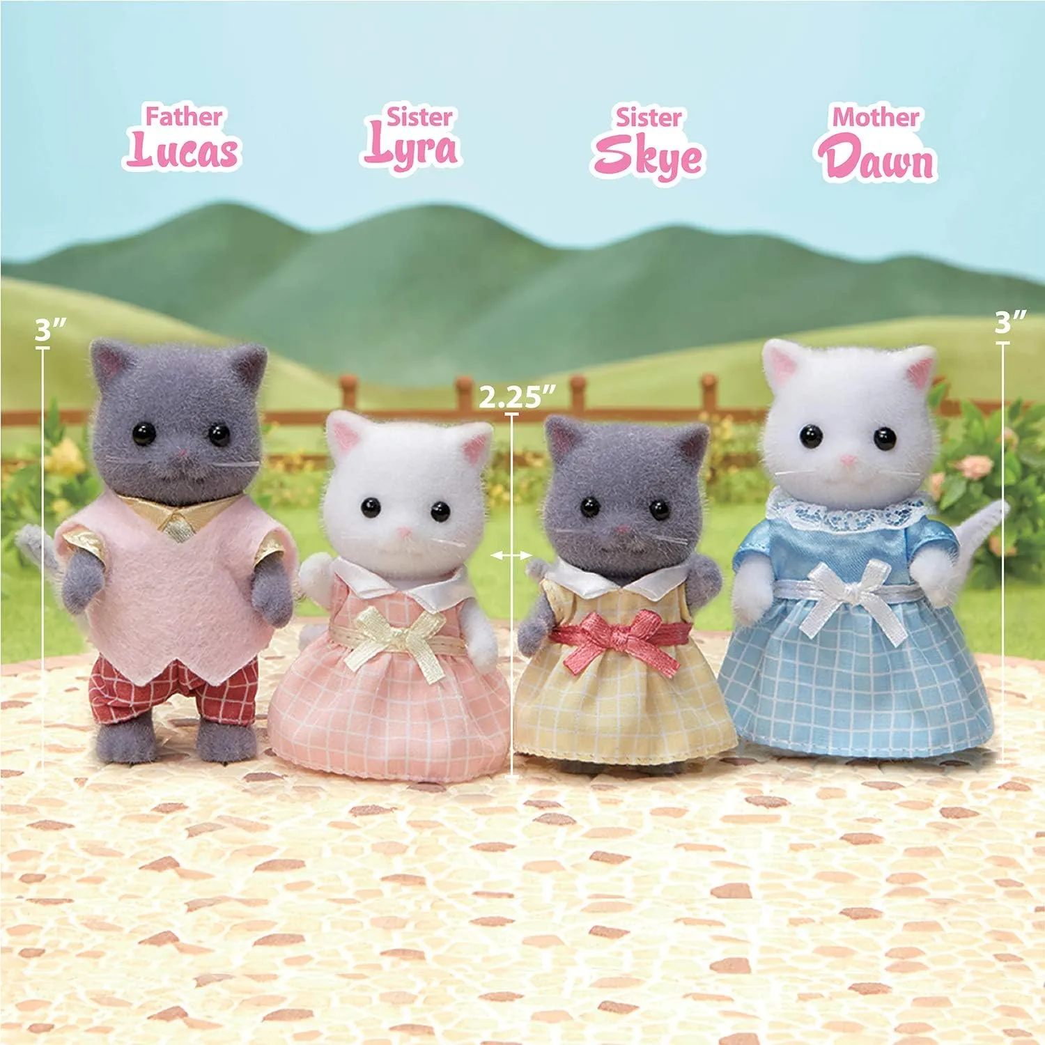 Calico Critters Persian Cat Family - Set of 4 Collectible Doll Figures for Children Ages 3 