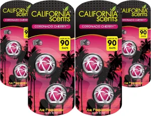California Scents Mini Diffuser Air Freshener (Coronado Cherry Scent, 4 Pack) (CMD007-2AME)