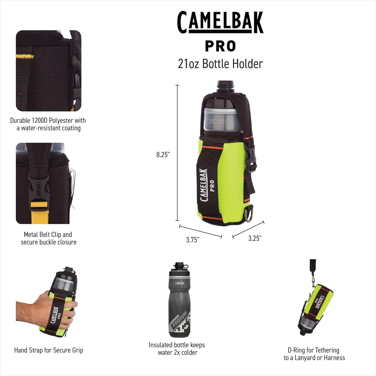 CamelBak Professional Insulated 21 OZ. Bottle with Rugged Poly Canvas Holder, Metal Belt Clip and Adjustable Straps