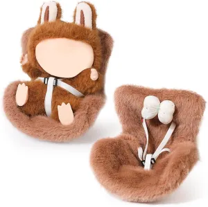 Car Seat for 10-17cm Dolls, Air Vent Clips Plush Doll Seat Toy Ornaments Accessories Compatible with Labubu Doll (Brown)