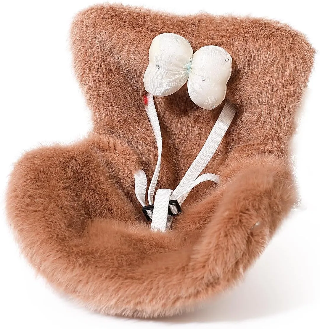 Car Seat for 10-17cm Dolls, Air Vent Clips Plush Doll Seat Toy Ornaments Accessories Compatible with Labubu Doll (Brown)