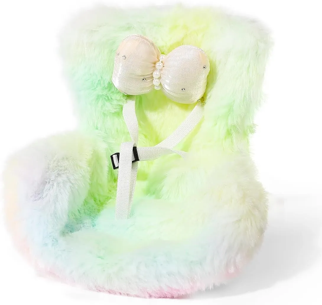 Car Seat for 10-17cm Dolls, Air Vent Clips Plush Doll Seat Toy Ornaments Accessories Compatible with Labubu Doll (Colorful Pink)