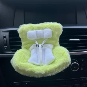 Car Seat for Dolls with Soft Furry Cushion for 10-17cm Dolls, Accessories Car Seat for Doll, Air Vent Clip and Desktop Stand, Cute and Functional Car Ornament for Doll Fans and Collectors (Green)