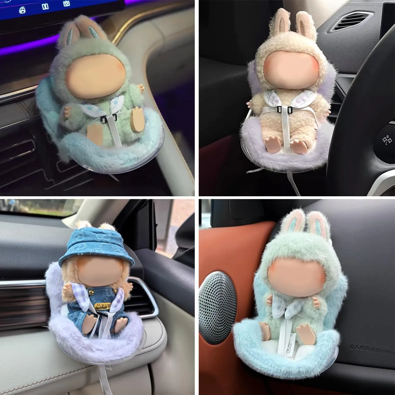 Car Seat for Plush Doll Air Vent Sofa for 3.9-6.7" Plush Dolls Upgraded Shoulder Straps Creative Toy Chair with Supporter Leg for Desktop Display Portable Auto Decoration Blue