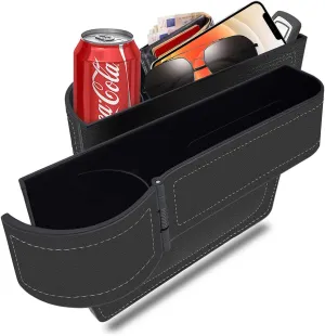 Car seat gap filler organizer,Multi-function car seat storage box 2 packs,Adjustable Cup Holder car console side storage box Holders phone, sunglasses,car accessories (Black Style 4)