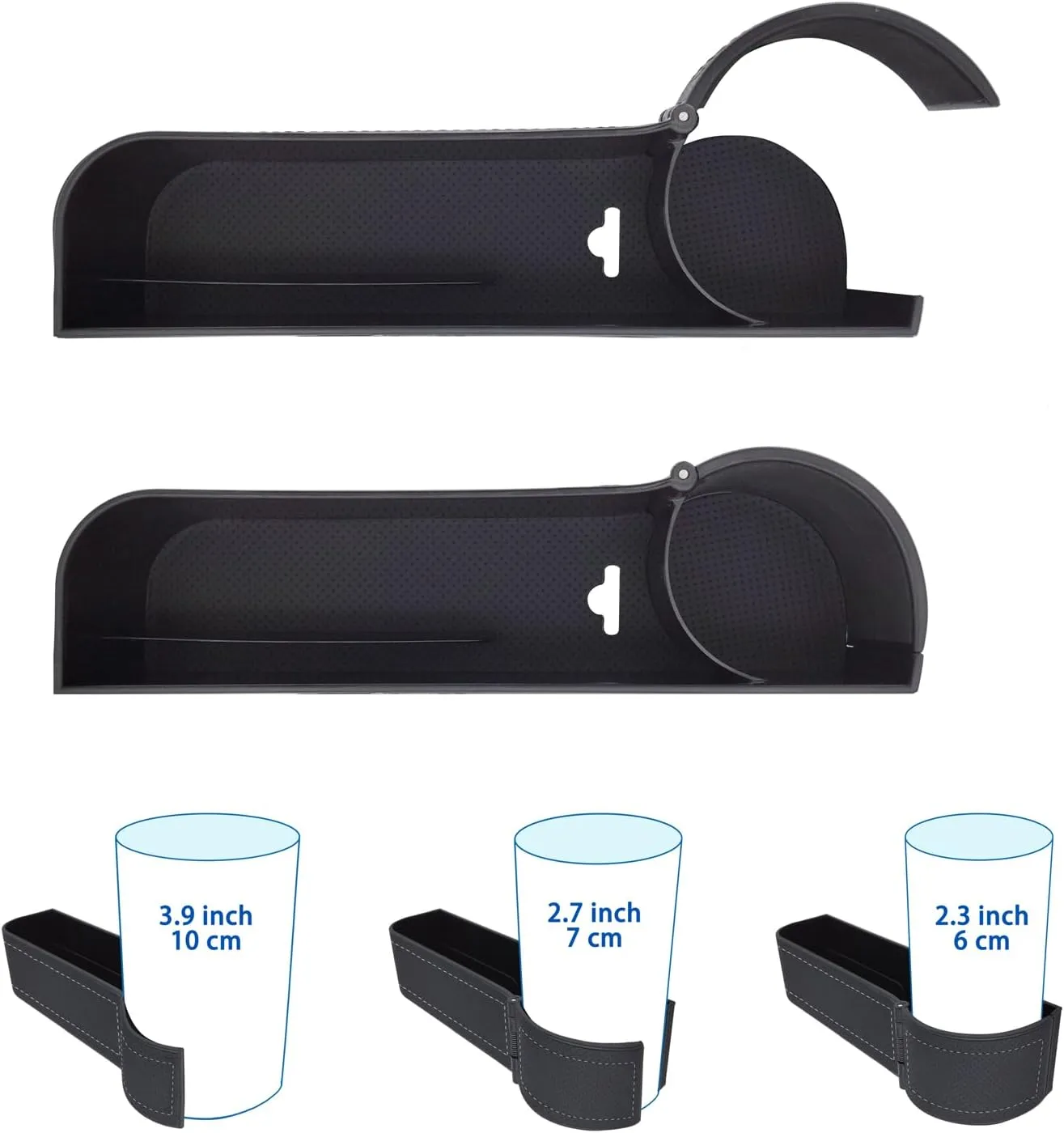 Car seat gap filler organizer,Multi-function car seat storage box 2 packs,Adjustable Cup Holder car console side storage box Holders phone, sunglasses,car accessories (Black Style 4)