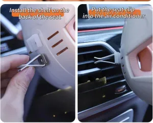 Car Seat Protector for 17cm Doll, Desktop Ornament Set with Accessories,Air Vent Stuffed Toy Carseat, Perfect for Car Decoration and Display,Suitable for 17cm Dolls (White Pink)