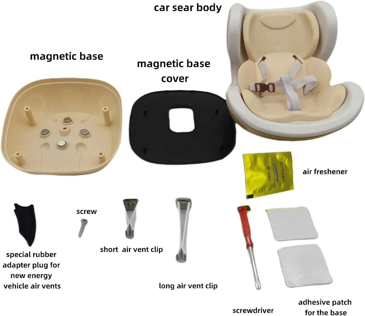 Car Seat Protector with Vent Clip or Desktop Standing Suitable for 17 cm Dolls,Cute and Practical Ornament for 17 cm Dolls Fans and Doll Collectors,Green