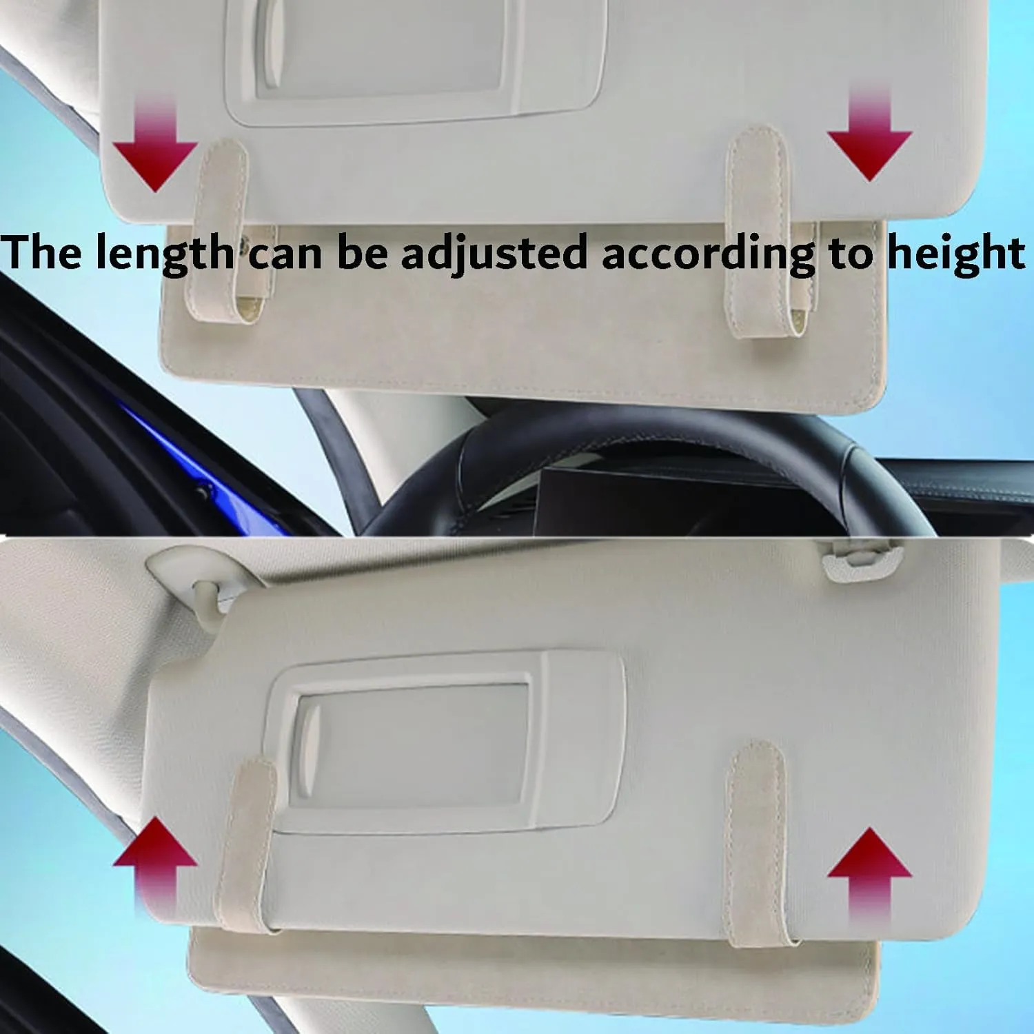 Car Sun Visor Extender for Audi Q7 4L Facelift SUV 5-7 Seats 2009-2015 UV Protection Anti-Glare Sun Blocker,Adjustable Stable Car Sun Visor Extension Clip,Beige-with Storage Bag