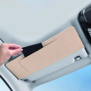 Car Sun Visor Extender for Audi Q7 4L Facelift SUV 5-7 Seats 2009-2015 UV Protection Anti-Glare Sun Blocker,Adjustable Stable Car Sun Visor Extension Clip,Beige-with Storage Bag