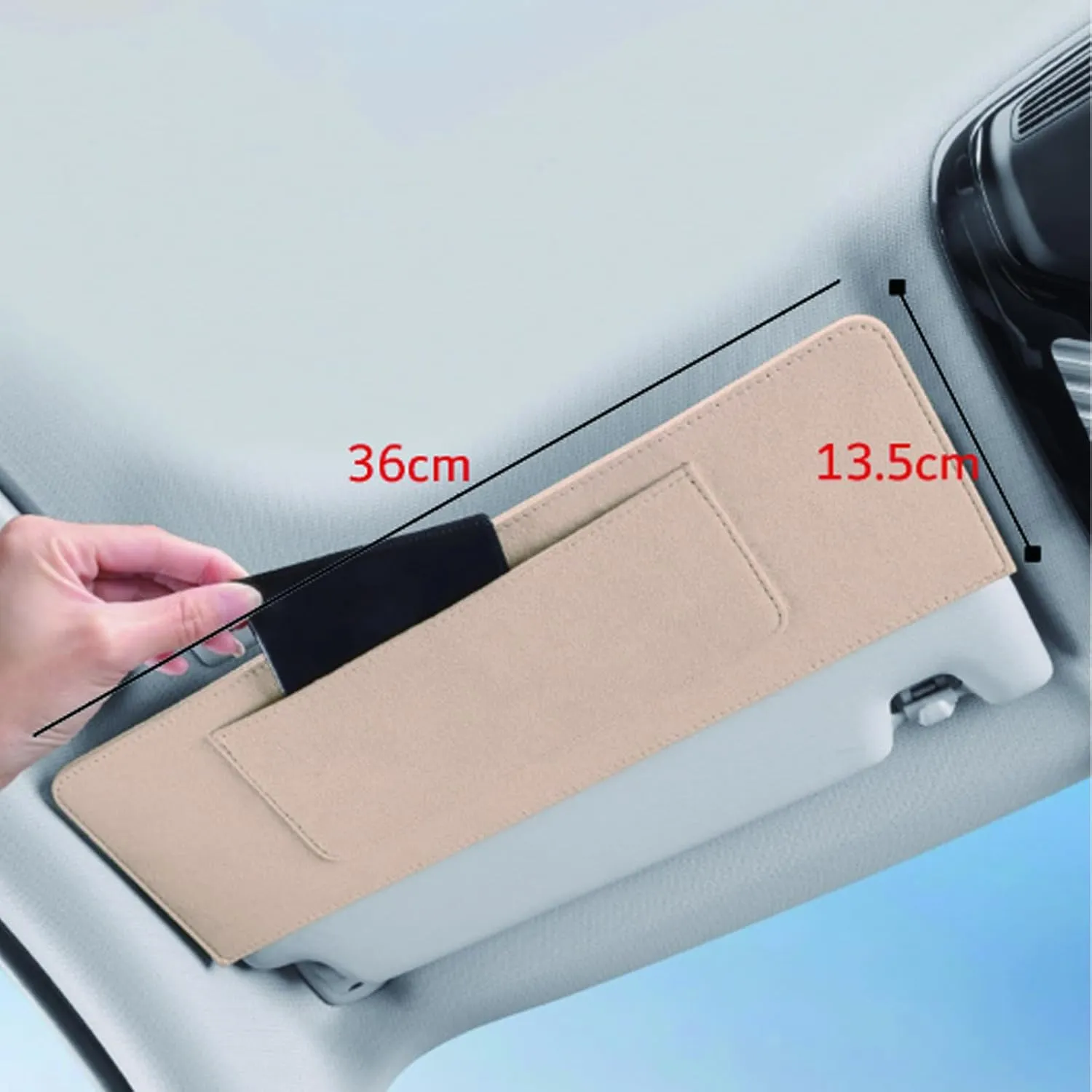 Car Sun Visor Extender for Audi Q7 4L Facelift SUV 5-7 Seats 2009-2015 UV Protection Anti-Glare Sun Blocker,Adjustable Stable Car Sun Visor Extension Clip,Beige-with Storage Bag