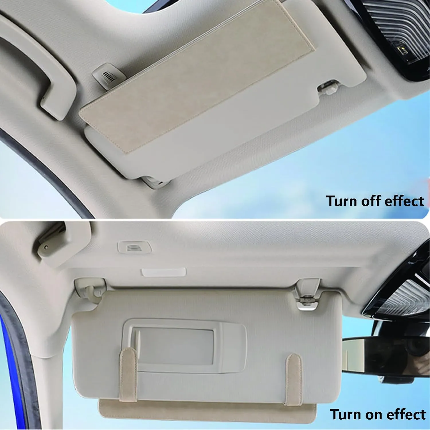 Car Sun Visor Extender for Audi Q7 4L Facelift SUV 5-7 Seats 2009-2015 UV Protection Anti-Glare Sun Blocker,Adjustable Stable Car Sun Visor Extension Clip,Beige-with Storage Bag