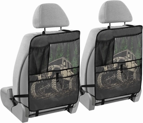 Car Backseat Organizer 2 Pack, Off-road Car Green Forest Car Back Seat Organizers Backseat Protectors with Storage Pockets Kick Mats
