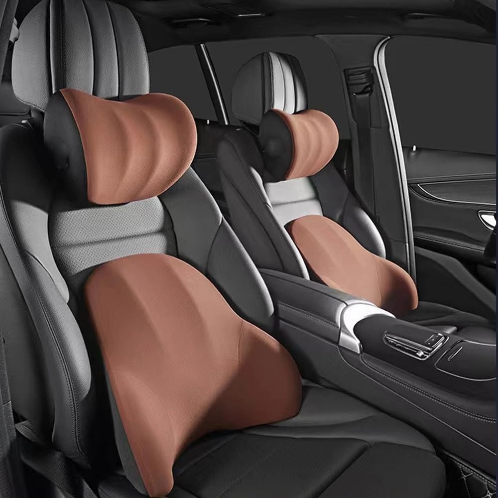 Car Neck Pillow Lumbar Support for MAZDA BIANTE Firm Comfortable Adjustable Removable Breathable Soft Memory Foam Relieve Body Pain,Brown-C