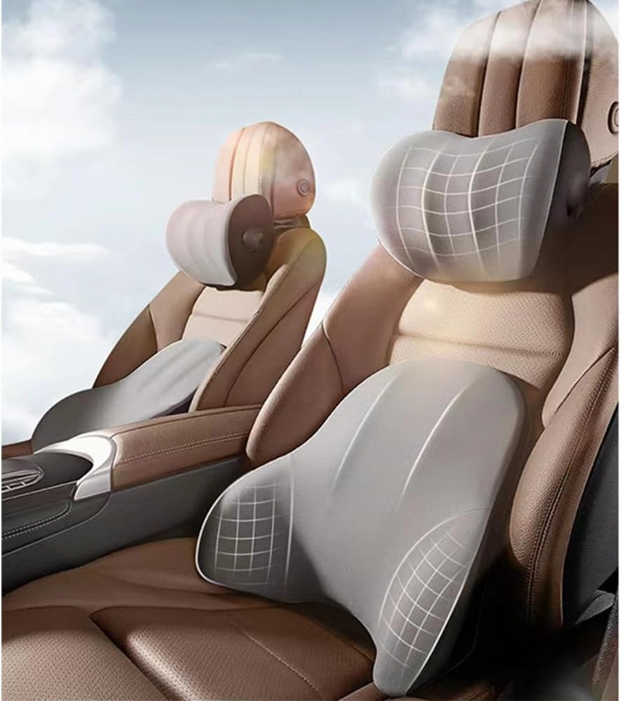 Car Neck Pillow Lumbar Support for MAZDA BIANTE Firm Comfortable Adjustable Removable Breathable Soft Memory Foam Relieve Body Pain,Brown-C