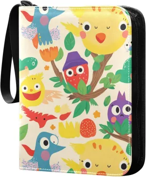 card album holder with double sided removable sleeves collectors for 400   cards Funny Cartoon Animals Colorful
