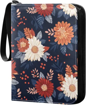 card album holder with double sided removable sleeves for Boys&Girls Toys colletctor Colorful Vintage Flowers