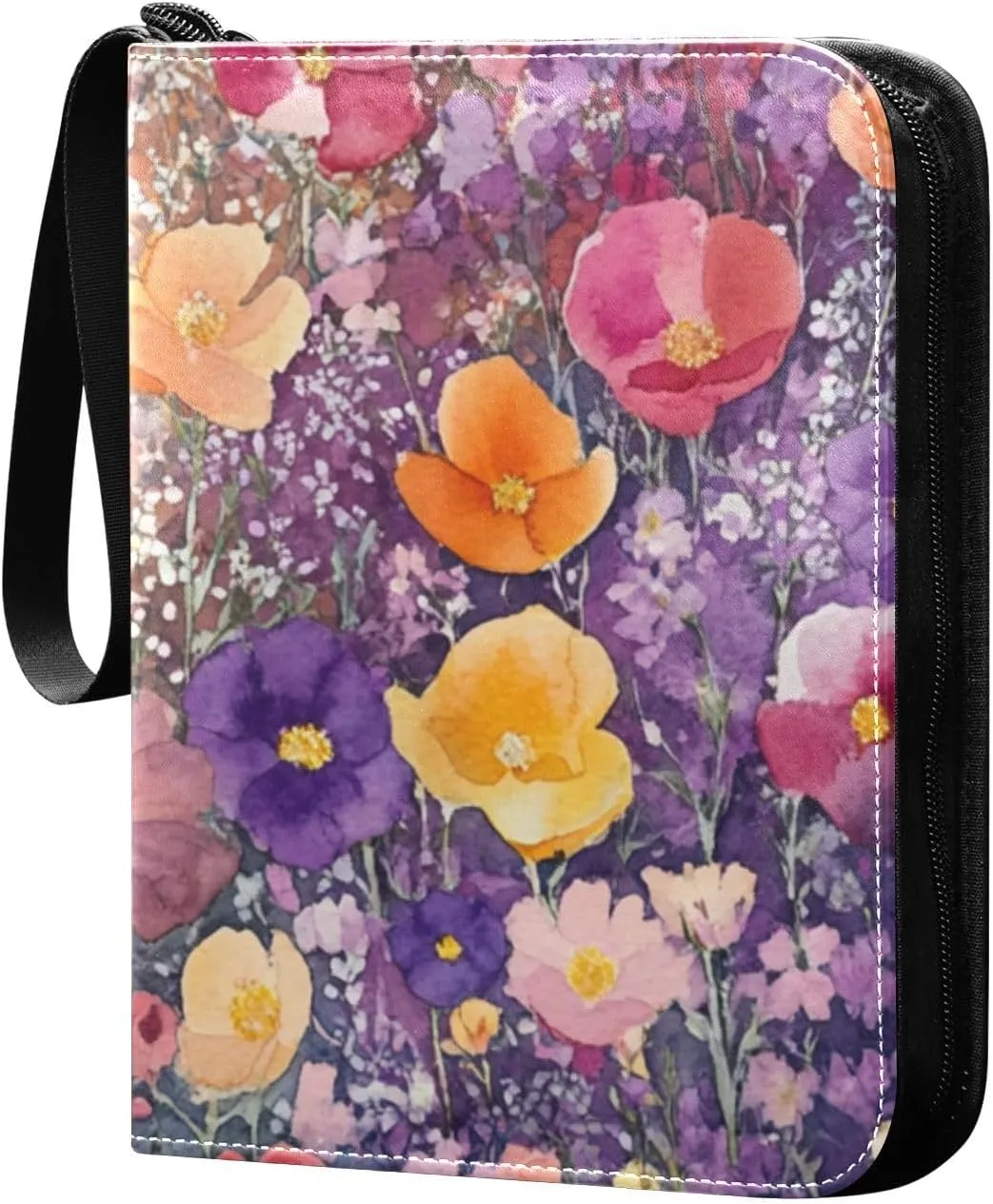 card albums Trading Card Binder with double sided removable sleeves for game, baseball cards collection Colorful Floral Pattern Beauty
