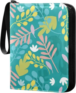 Card Binder Sports Card Binder Trading Card binder 4 Card Binder for Game Cards Sports Cards Photos Colorful Leaves Green