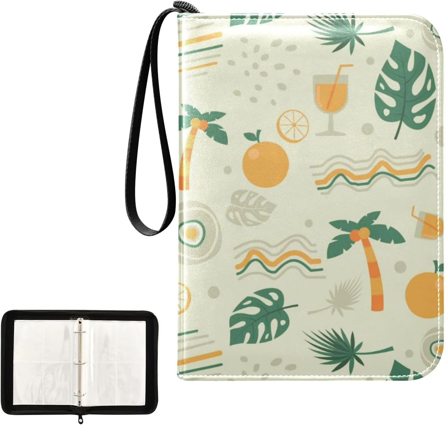 Card Binder Sports Card Binder Trading Card binder 4 Card Binder for Game Cards Sports Cards Photos Colorful Summer Beach Green