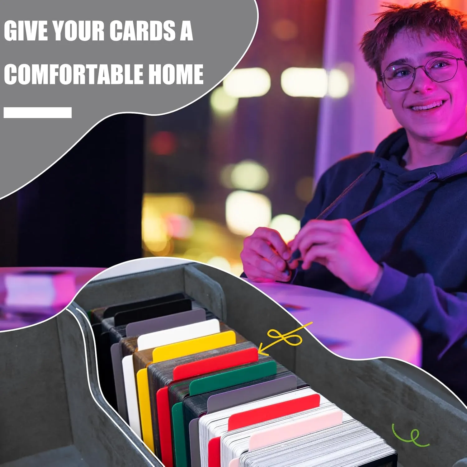Card Storage Box 3200  MTG Commander Deck Box TCG Deck Case with Display Windows Dice Tray,Card Organizer 30 Colorful Dividers& 4 Supporters& 4 Toploaders