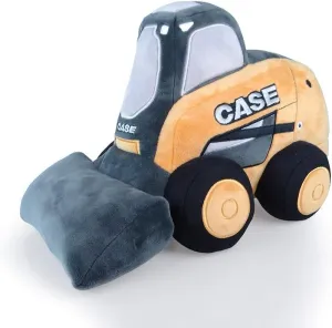 Case CE Construction Equipment Plush Skid Steer Toy, Soft Stuffed Machine, Yellow and Gray