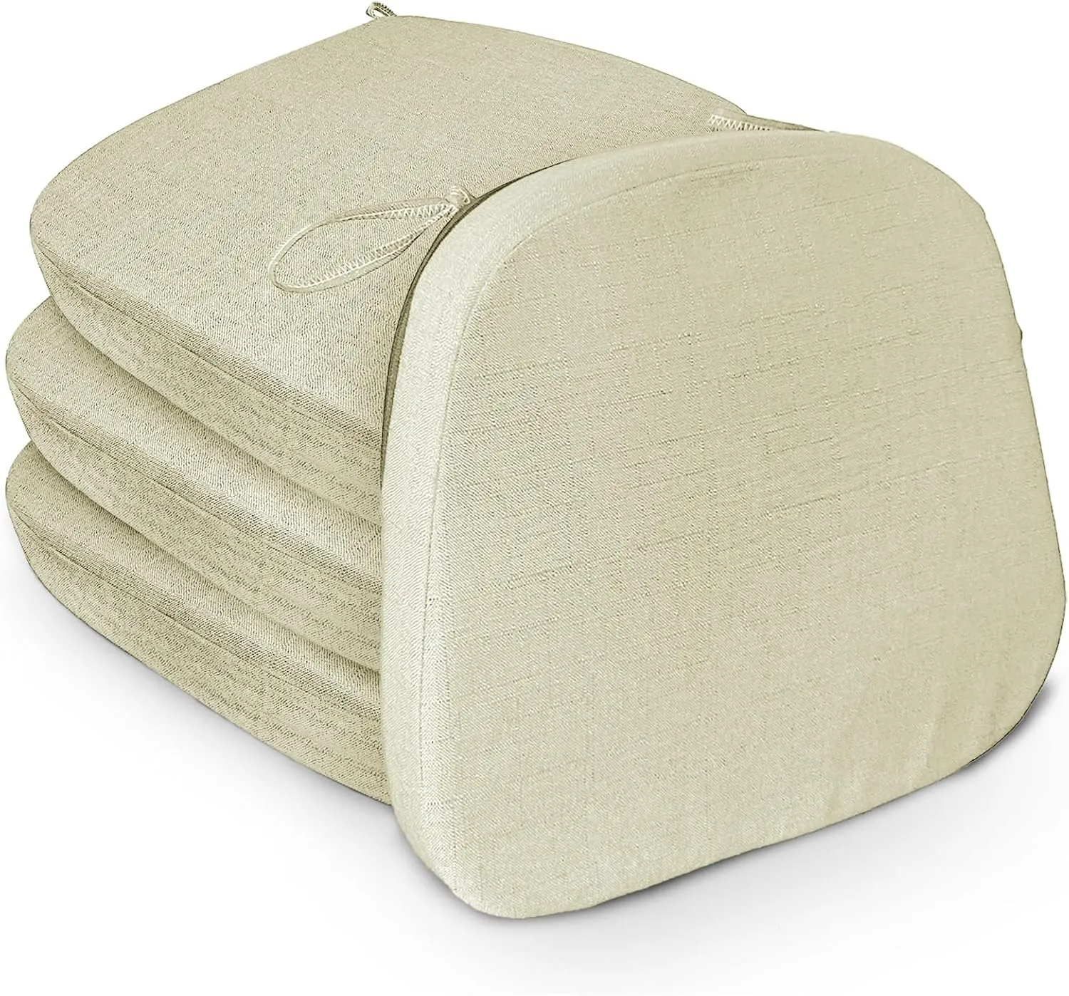 Chair Cushion with Ties for Dining Chairs Memory Foam Thick Kitchen Chair Pad 17" x 16.5" x 2"Set of 4,with Machine Washable Cover Seat with Zipper Indoor Chair for Room,Office etc-Beige