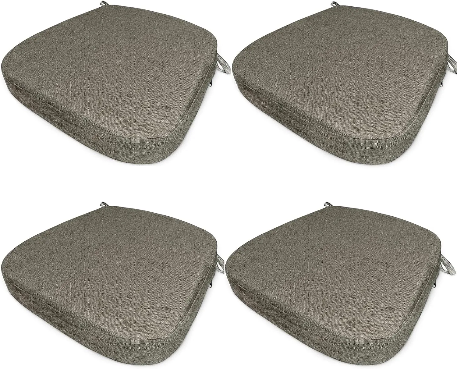 Chair Cushion with Ties for Dining Chairs Memory Foam Thick Kitchen Chair Pad 17" x 16.5" x 2"Set of 4,with Machine Washable Cover Seat with Zipper Indoor Chair for Room,Office etc-Brown