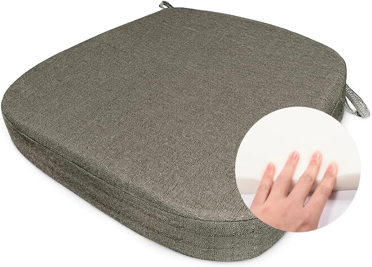 Chair Cushion with Ties for Dining Chairs Memory Foam Thick Kitchen Chair Pad 17" x 16.5" x 2"Set of 4,with Machine Washable Cover Seat with Zipper Indoor Chair for Room,Office etc-Brown