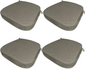 Chair Cushion with Ties for Dining Chairs Memory Foam Thick Kitchen Chair Pad 17" x 16.5" x 2"Set of 4,with Machine Washable Cover Seat with Zipper Indoor Chair for Room,Office etc-Brown