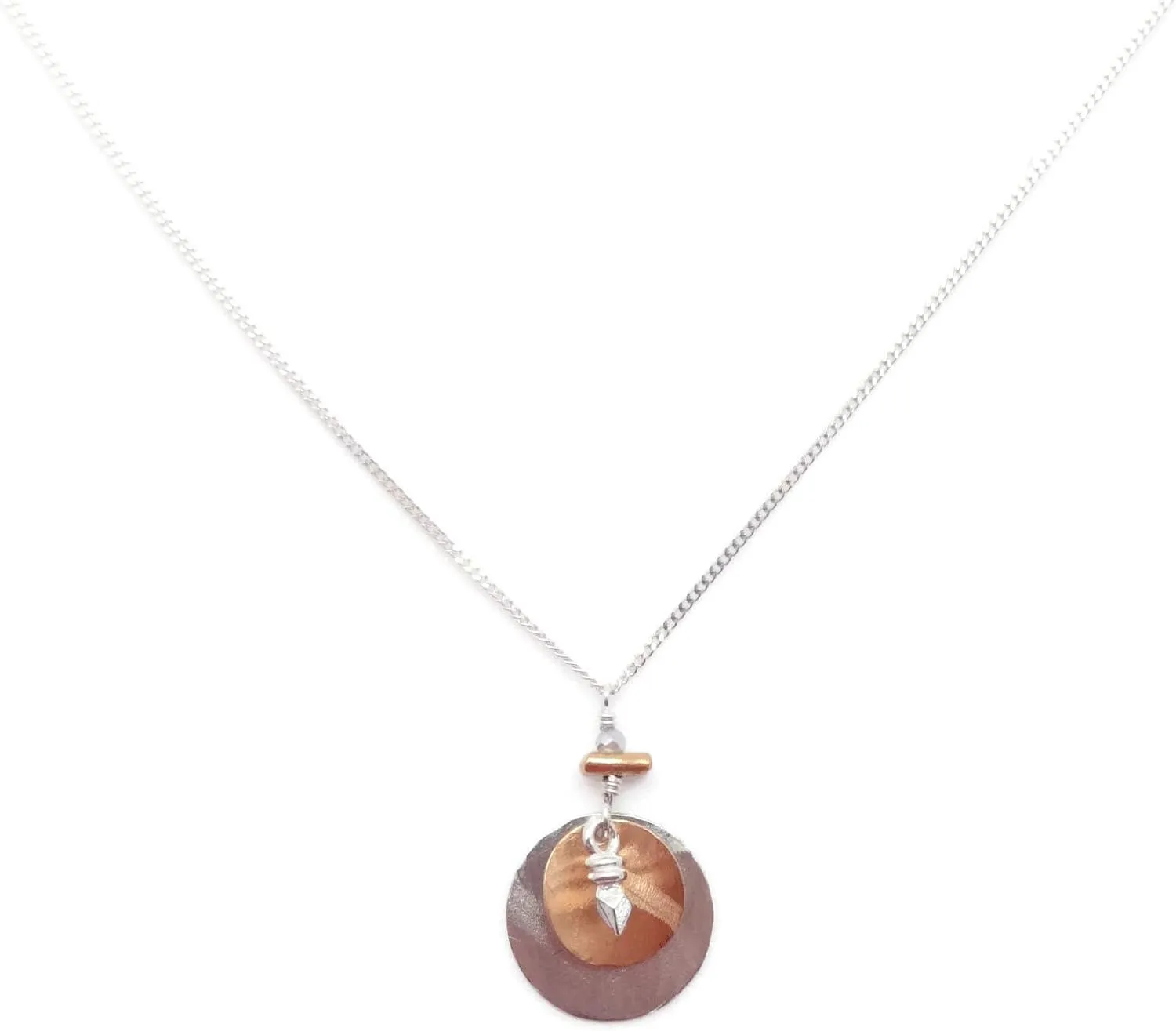 Chan Luu Two-Tone Coin Medallion on Silvertone Fine Box Chain Pendant Necklace