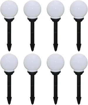 CHARMMA Garden Lamp Set of 8 White Shiny Ball,Black Tube Tough Plastic,Outdoor Lighting-277114