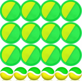Charniol Kids Toys Toss and Catch Game Set 12 Paddles 6 Balls Beach Game Outdoor Ball Sports Games Toss and Catch Ball Set with Paddles Ball Nylon Catch Toys for Kids Adults