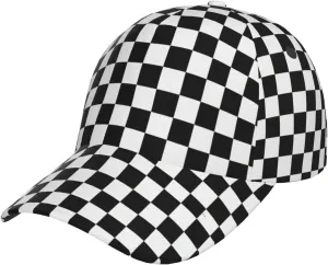 Checkered Flags Race Car Flag Baseball Hat for Women Men Summer Vacation Travel Beach Packable Sun Cap