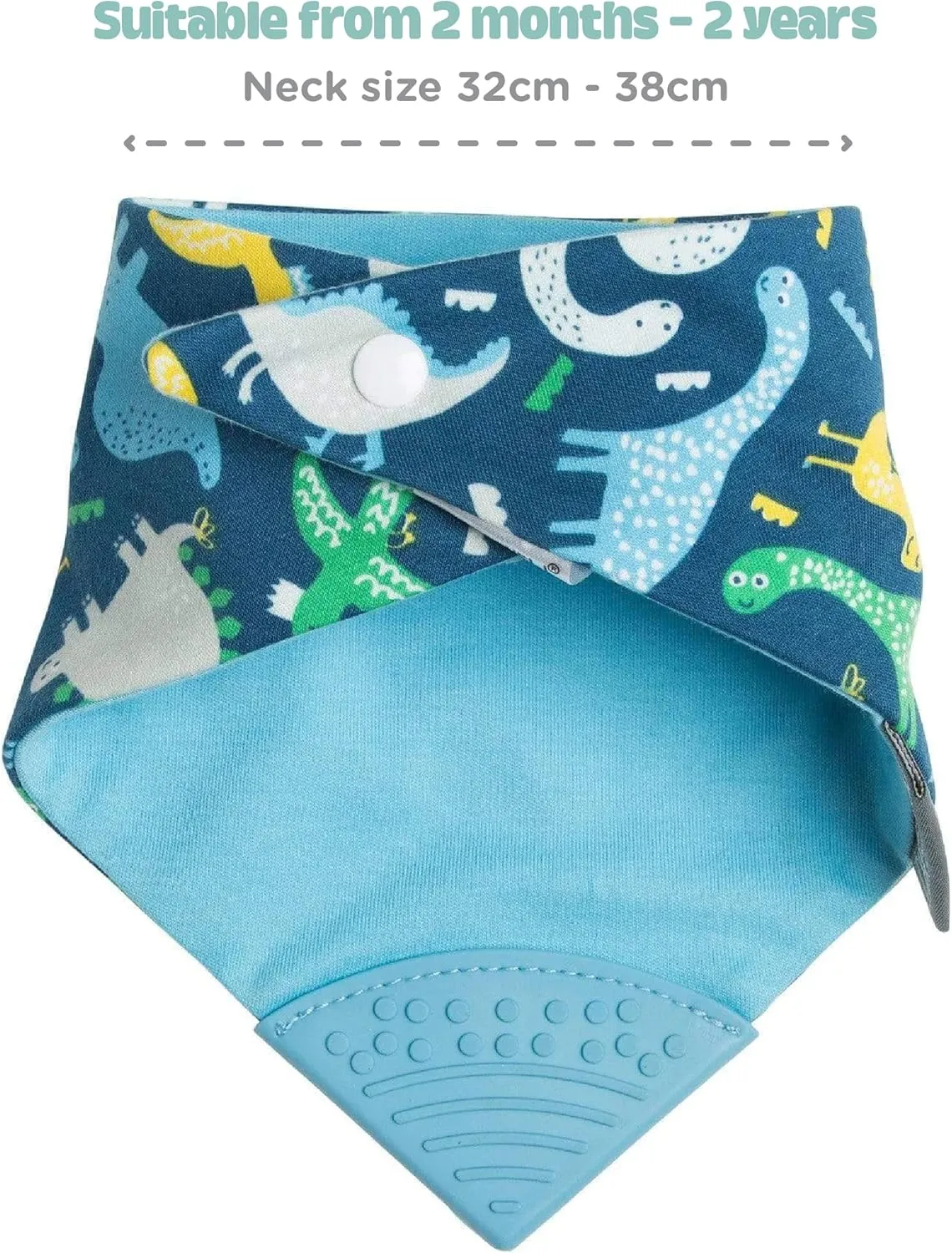 Cheeky Chompers Neckerchew Teething Bib, 2-in-1 Bandana Style Bib w/Food Grade Silicone Teether