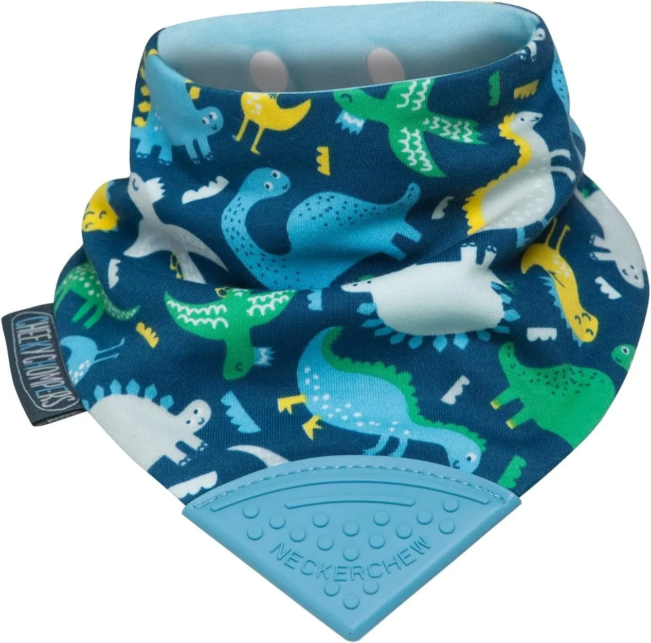 Cheeky Chompers Neckerchew Teething Bib, 2-in-1 Bandana Style Bib w/Food Grade Silicone Teether