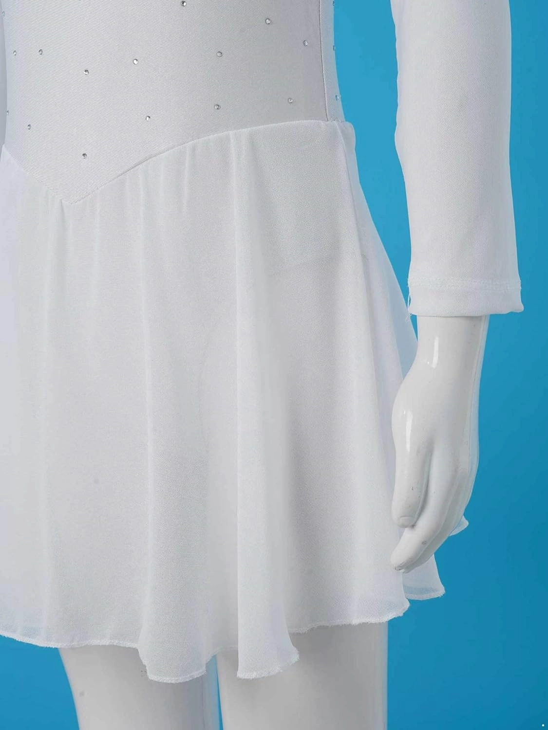 CHICTRY Youth Girls Mesh Splice Long Sleeve Rhinestone Figure Ice Skating Dress Ballet Tutu Leotard Dress