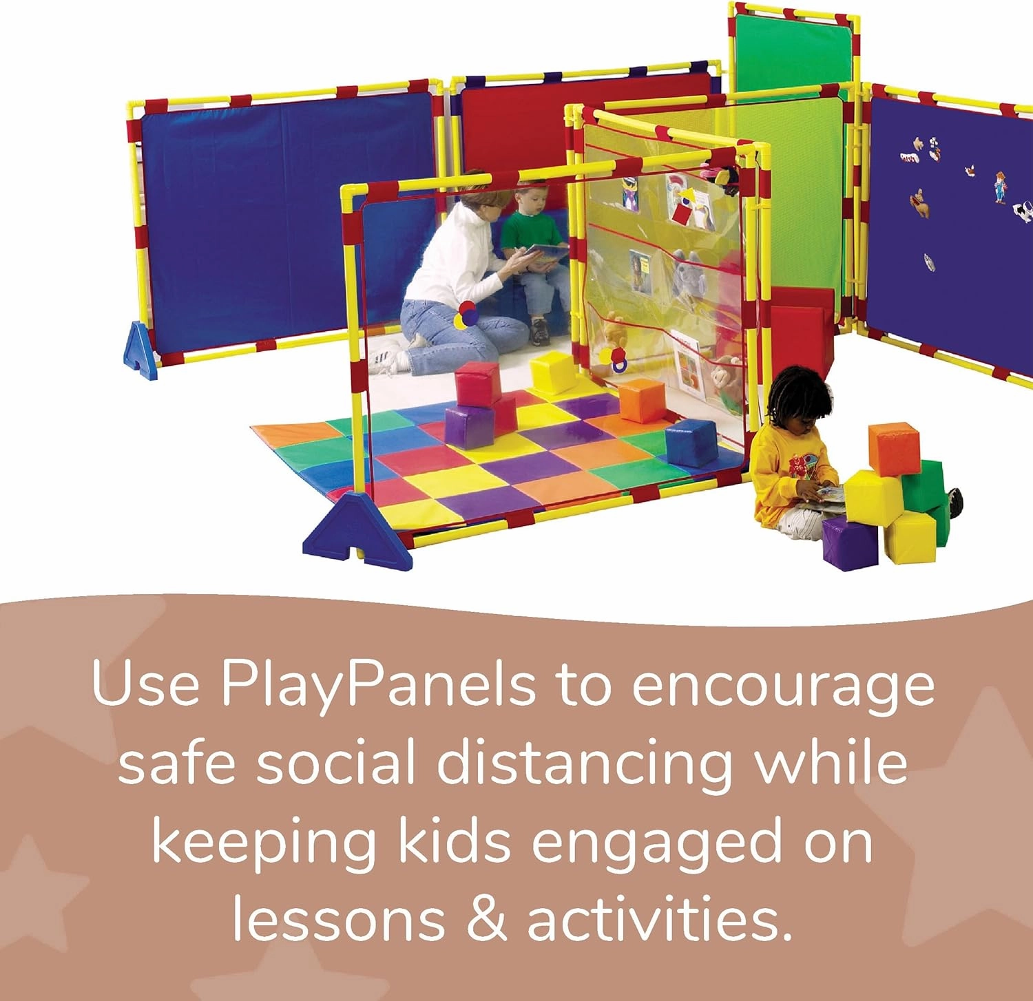 Children's Factory Big Screen PlayPanel - Set of 3, Kids Room Divider, Classroom Privacy Screen, Cantilever Feet Included, Elements