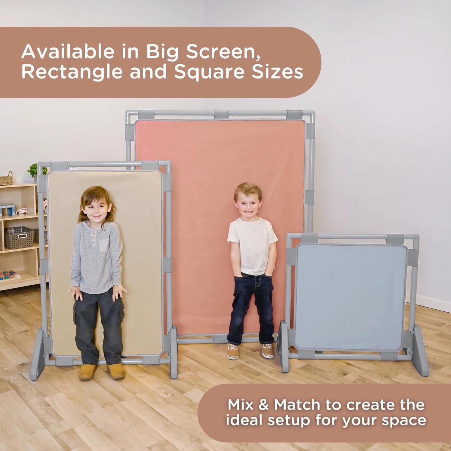 Children's Factory Big Screen PlayPanel - Set of 3, Kids Room Divider, Classroom Privacy Screen, Cantilever Feet Included, Elements