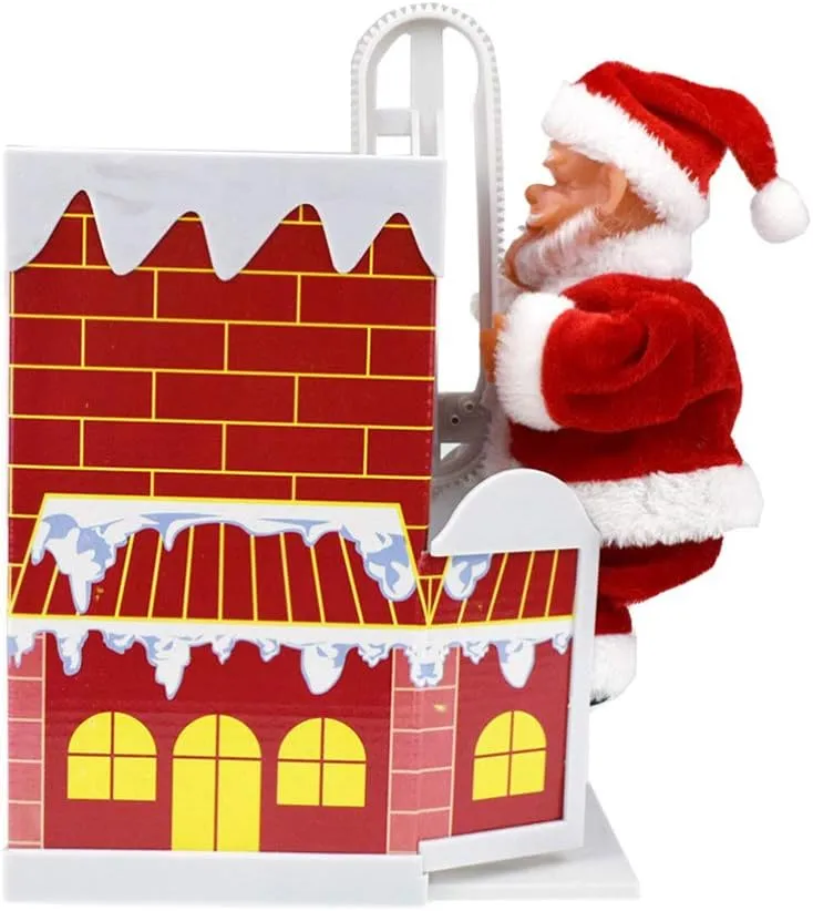 Christmas Electric Climbing Chimney Santa Claus Musical Dancing Singing Santa Claus Toy for Children & Kids - No Battery Required