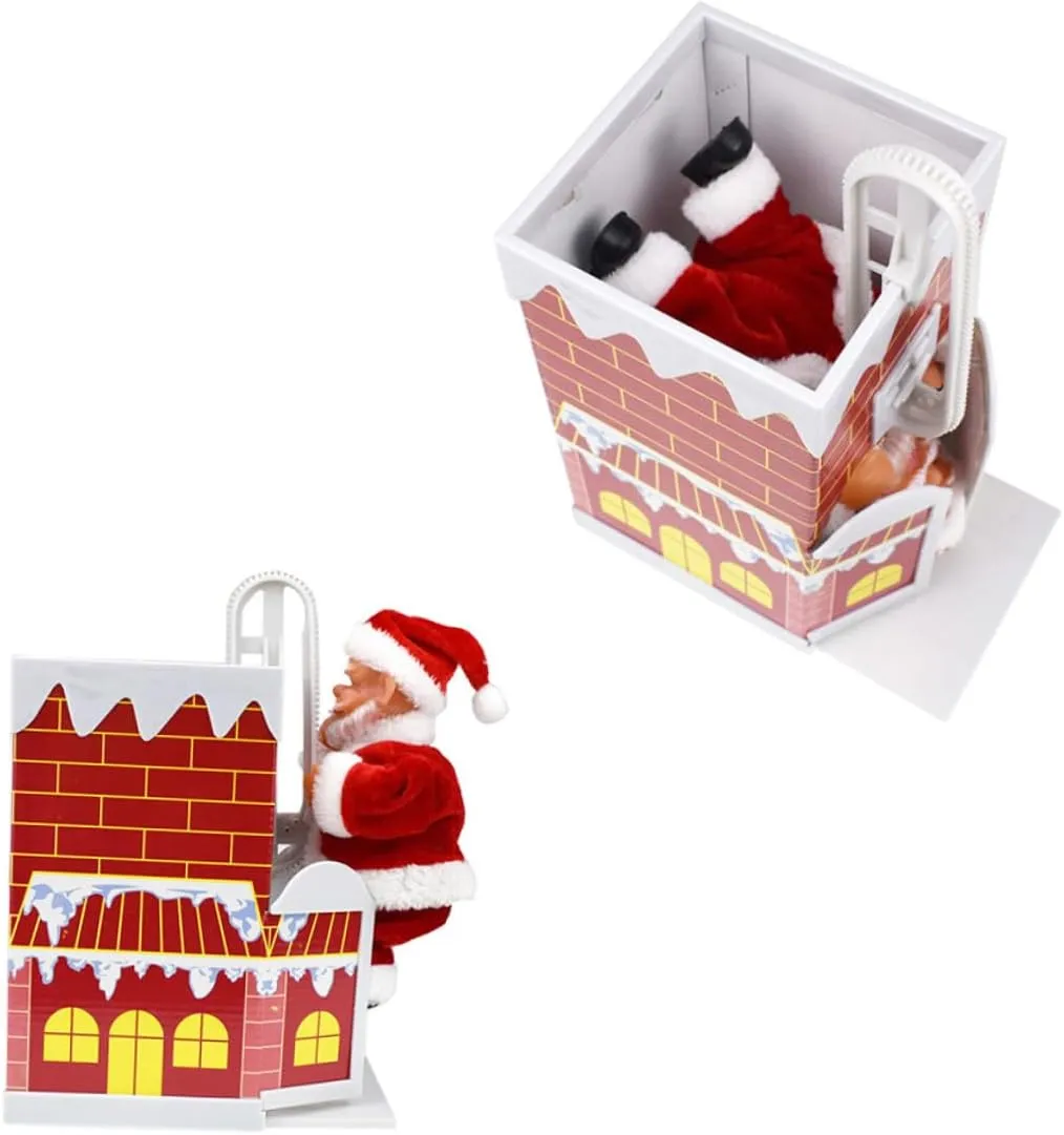 Christmas Santa Claus Doll Music Electric Toy Climbing Chimney Santa Legs for Chimney