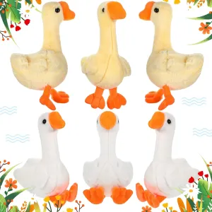 Civaner 6 Pieces Goose Stuffed Animal 6.3 Inch Plush Goose Stuffed White Light Yellow Stuffed Animal Toy Soft Stuffed Doll Birthday Gift for Christmas Party Supplies