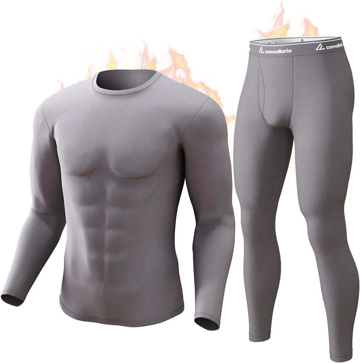 CL convallaria Long Johns Thermal Underwear for Men Soft Fleece Lined Base Layer Cold Weather Top Bottom Gift Set
